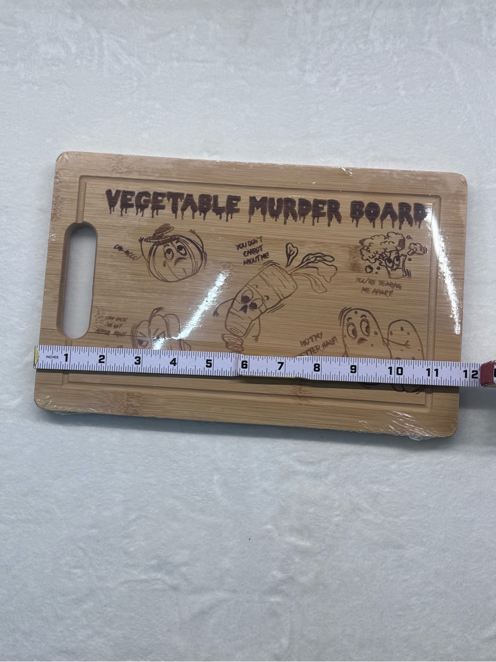 Vegetable Murder Bamboo Cutting Board - Funny Engraved - Picture 4 of 5
